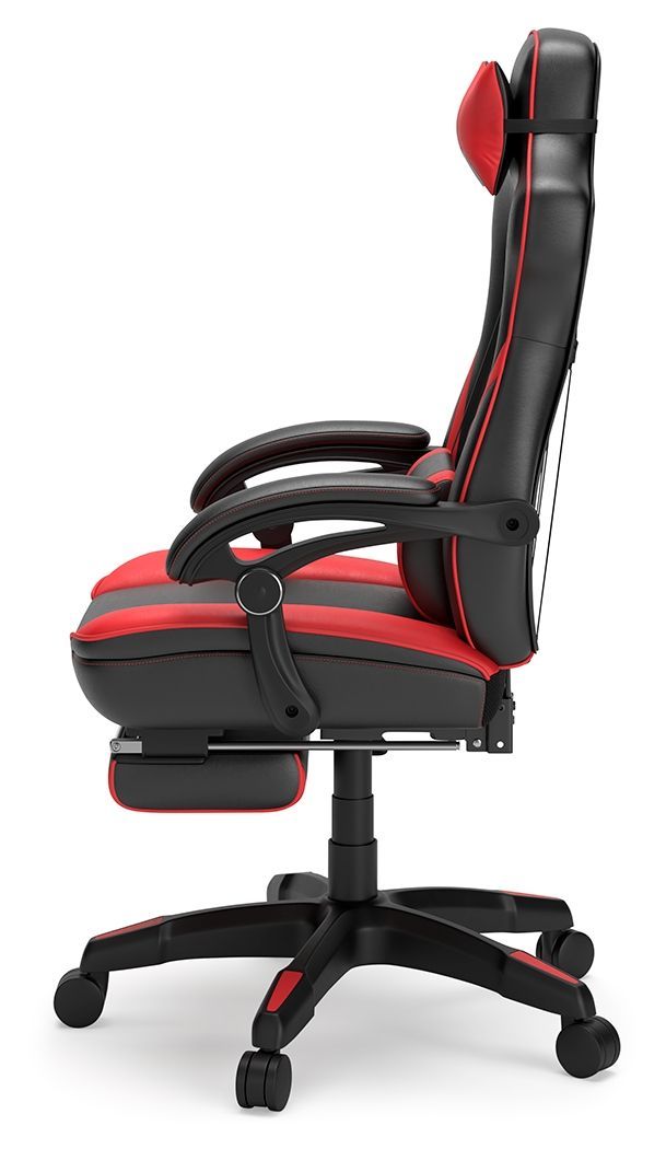 Lynxtyn - Red/black - Home Office Swivel Desk Chair With Pull-out Footrest-Washburn's Home Furnishings