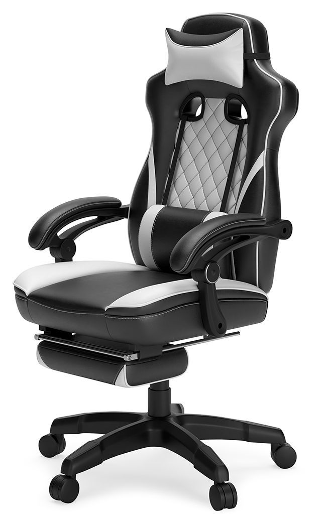 Lynxtyn - White/black - Home Office Swivel Desk Chair-Washburn's Home Furnishings