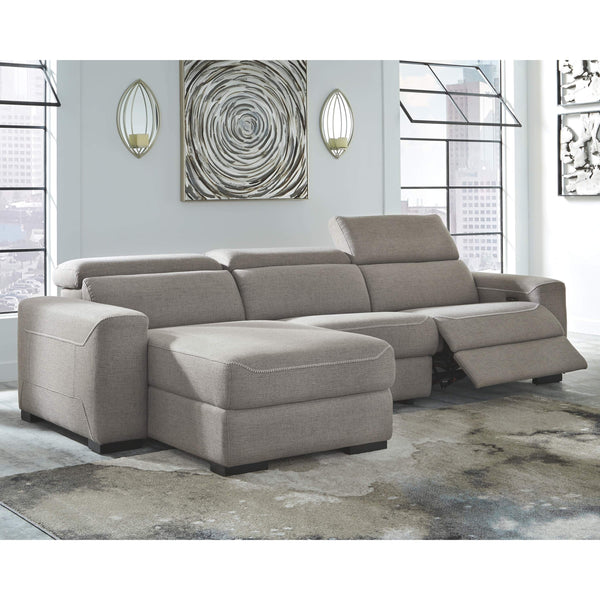 Mabton - Gray - Left Arm Facing Power Chaise 3 Pc Sectional-Washburn's Home Furnishings