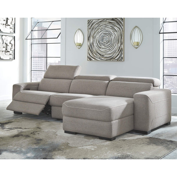 Mabton - Gray - Left Arm Facing Power Recliner 3 Pc Sectional-Washburn's Home Furnishings