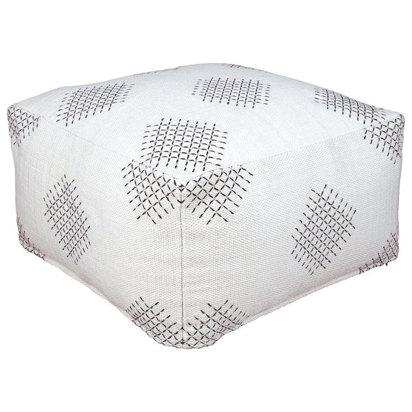 Mabyn - Ivory/black - Pouf-Washburn's Home Furnishings