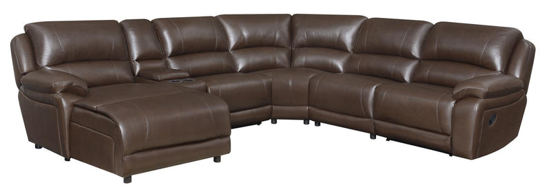 Mackenzie Motion Collection - 6 Pc Motion Sectional - Chestnut-Washburn's Home Furnishings