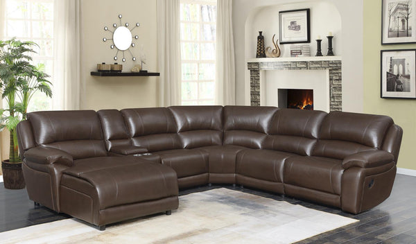 Mackenzie Motion Collection - 6 Pc Motion Sectional - Chestnut-Washburn's Home Furnishings