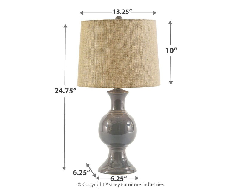 Magdalia - Gray - Ceramic Table Lamp (1/cn)-Washburn's Home Furnishings