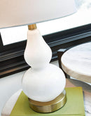 Makana - White/brass - Glass Table Lamp (1/cn)-Washburn's Home Furnishings