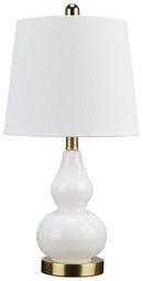 Makana - White/brass - Glass Table Lamp (1/cn)-Washburn's Home Furnishings