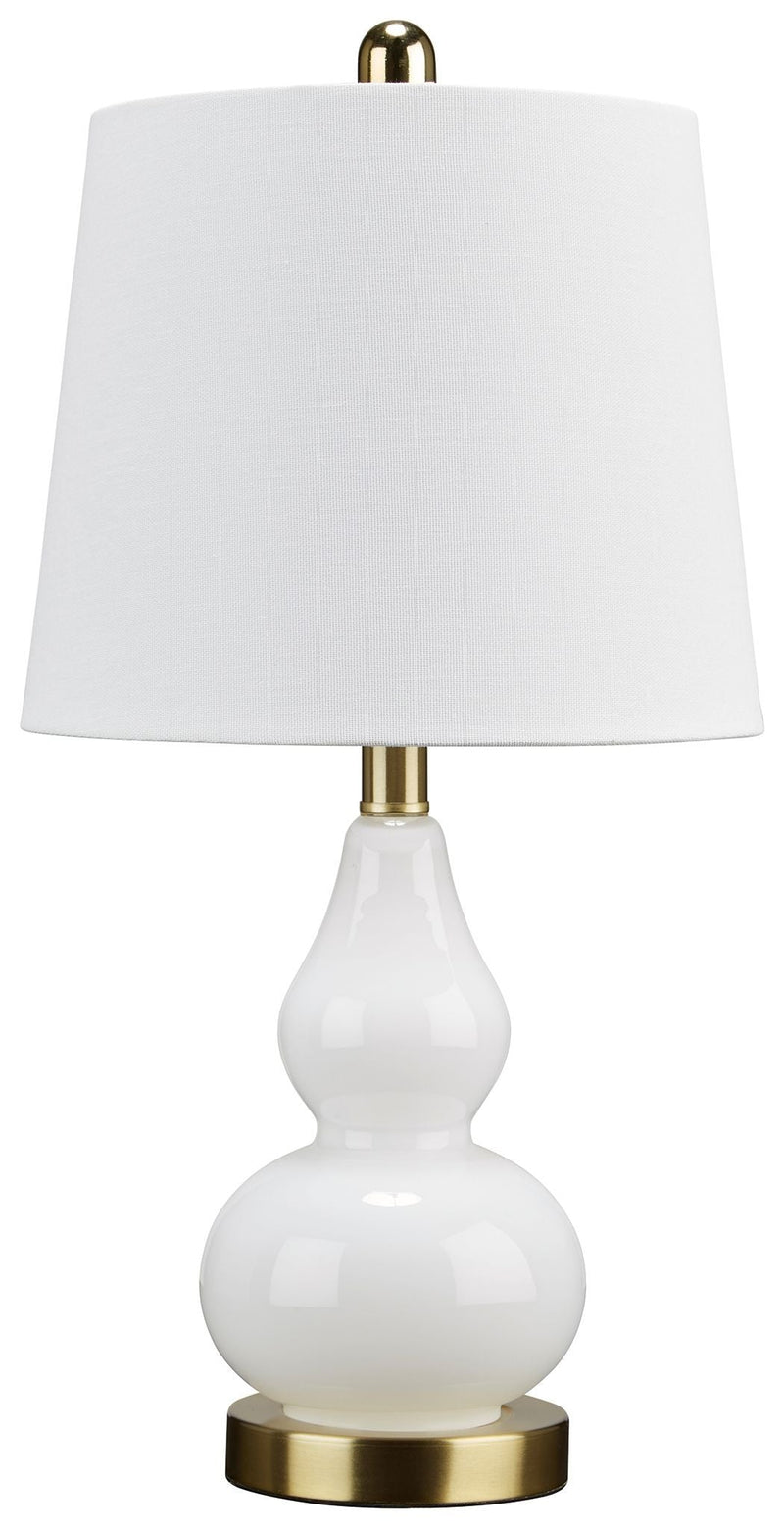 Makana - White/brass - Glass Table Lamp (1/cn)-Washburn's Home Furnishings