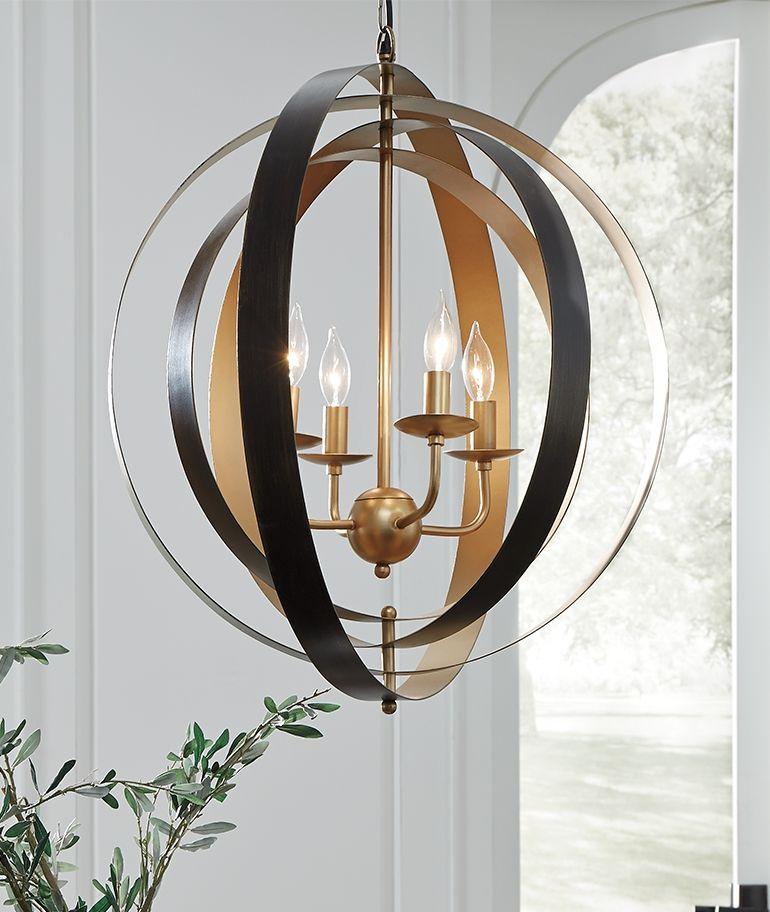 Makani - Black/gold Finish - Metal Pendant Light (1/cn)-Washburn's Home Furnishings