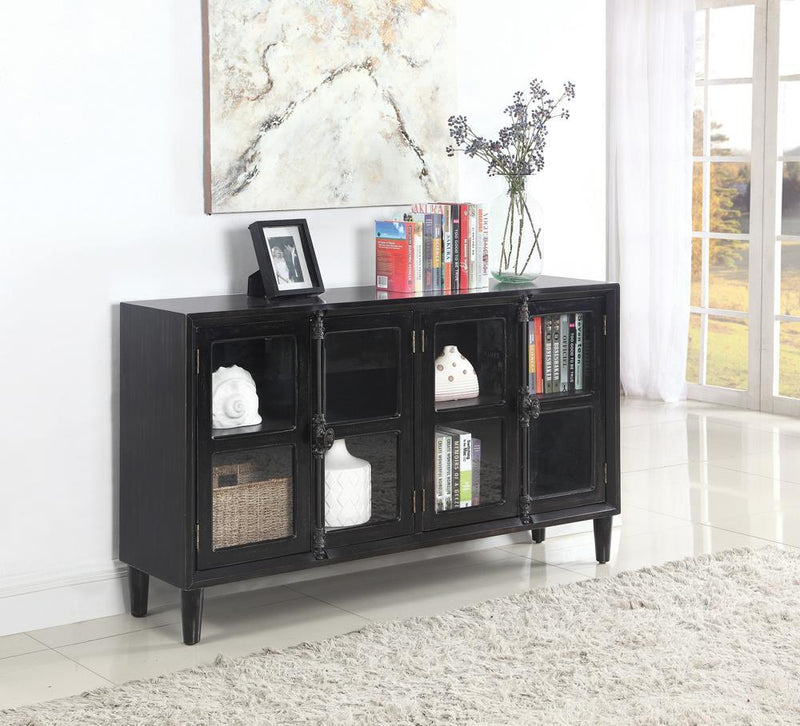 Mapleton - 4-door Accent Cabinet - Black-Washburn's Home Furnishings