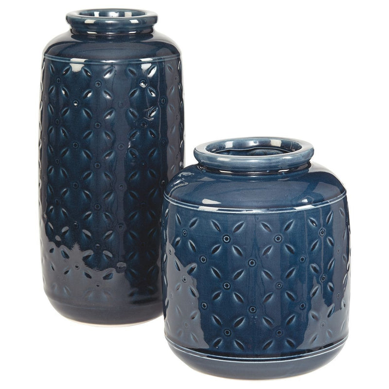 Marenda - Navy Blue - Vase Set (2/cn)-Washburn's Home Furnishings