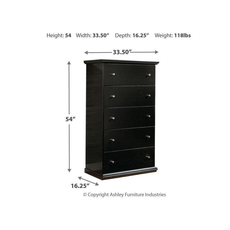 Maribel - Black - Five Drawer Chest-Washburn's Home Furnishings