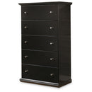 Maribel - Black - Five Drawer Chest-Washburn's Home Furnishings