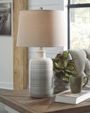 Marnina - Taupe - Ceramic Table Lamp (2/cn)-Washburn's Home Furnishings