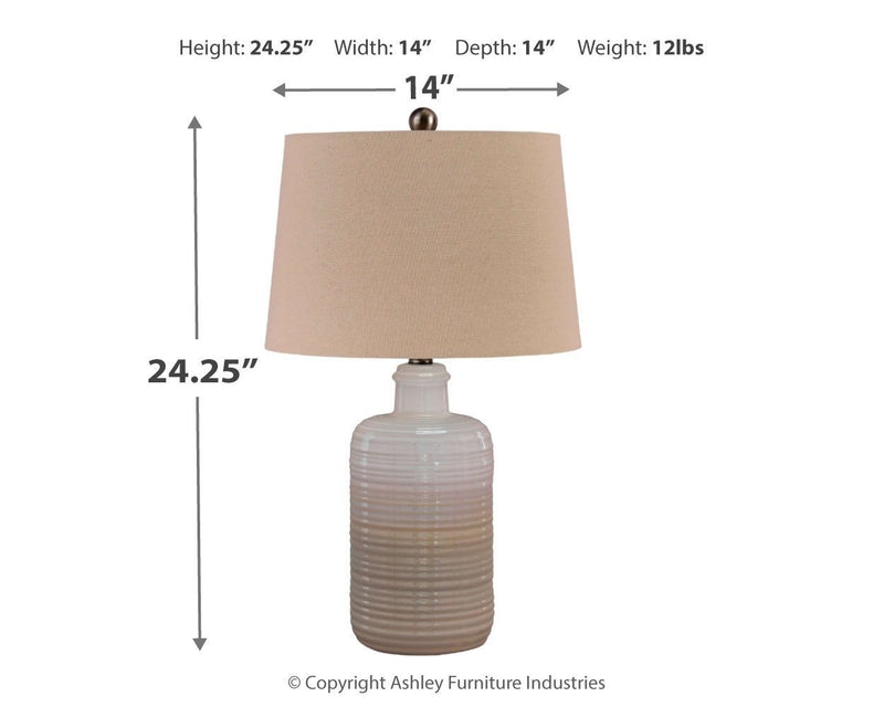 Marnina - Taupe - Ceramic Table Lamp (2/cn)-Washburn's Home Furnishings