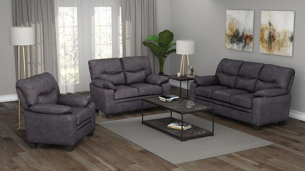 Meagan Pillow Top Arms Upholstered Loveseat - Charcoal-Washburn's Home Furnishings