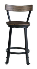 Melenski - Grayish Brown/black - Swivel Barstool (2/cn)-Washburn's Home Furnishings