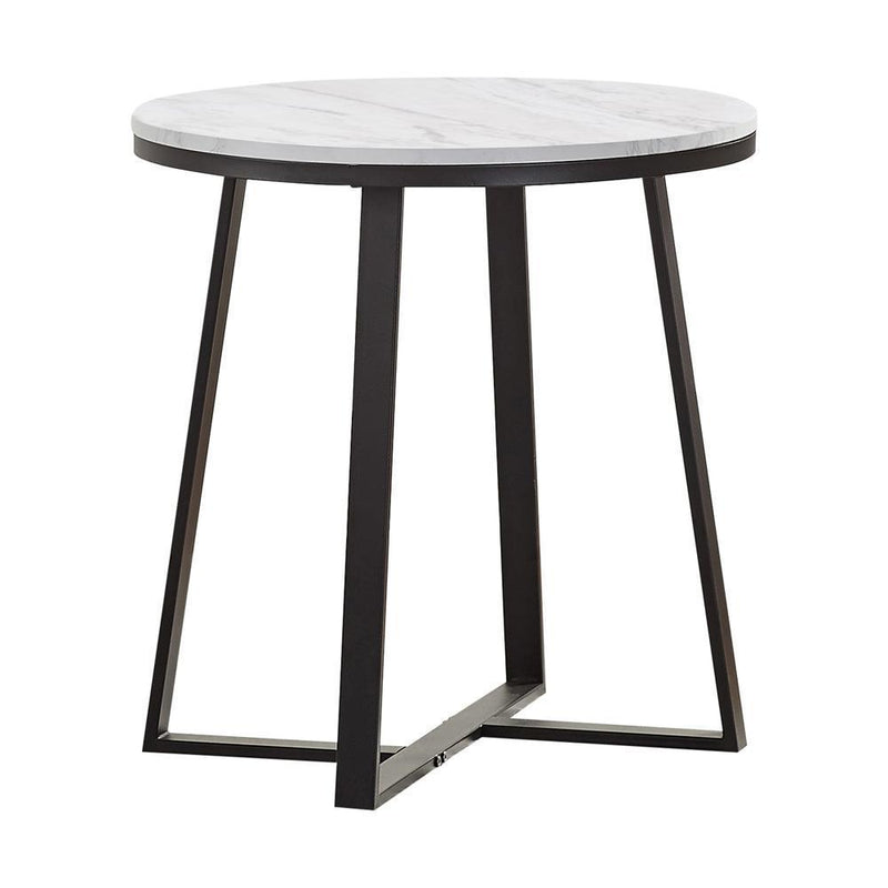 Metal Base Round End Table - White-Washburn's Home Furnishings