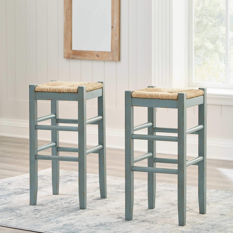 Mirimyn - Teal - Bar Height Bar Stool (set Of 2)-Washburn's Home Furnishings