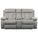 Mitchiner - Fog - Dbl Rec Loveseat W/console-Washburn's Home Furnishings