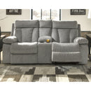 Mitchiner - Fog - Dbl Rec Loveseat W/console-Washburn's Home Furnishings