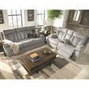 Mitchiner - Fog - Dbl Rec Loveseat W/console-Washburn's Home Furnishings