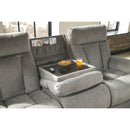 Mitchiner - Fog - Rec Sofa W/drop Down Table-Washburn's Home Furnishings