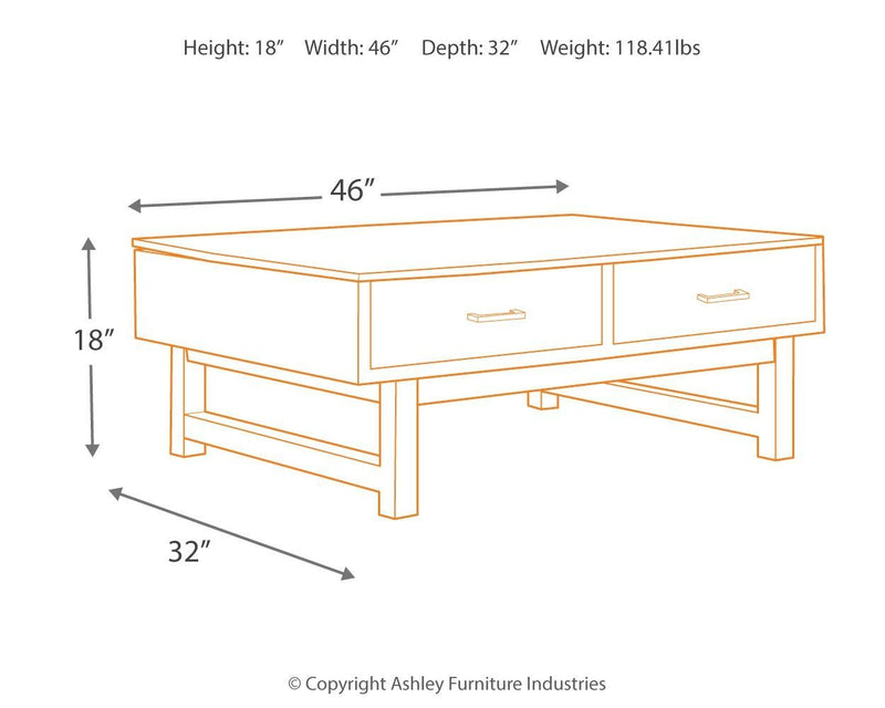 Mondoro - Grayish Brown - Lift Top Cocktail Table-Washburn's Home Furnishings