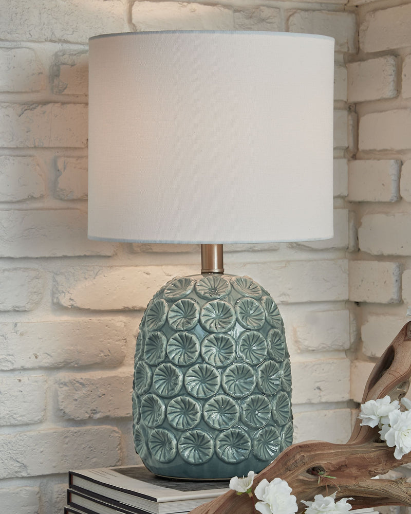 Moorbank - Teal - Ceramic Table Lamp (1/cn)-Washburn's Home Furnishings