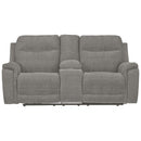 Mouttrie - Smoke - Pwr Rec Loveseat/con/adj Hdrst-Washburn's Home Furnishings