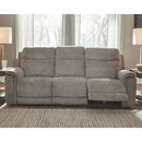 Mouttrie - Smoke - Pwr Rec Sofa With Adj Headrest-Washburn's Home Furnishings