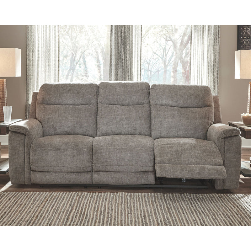 Mouttrie - Smoke - Pwr Rec Sofa With Adj Headrest-Washburn's Home Furnishings