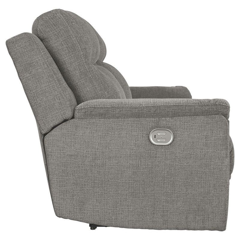 Mouttrie - Smoke - Pwr Rec Sofa With Adj Headrest-Washburn's Home Furnishings