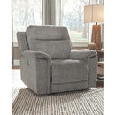 Mouttrie - Smoke - Pwr Recliner/adj Headrest-Washburn's Home Furnishings