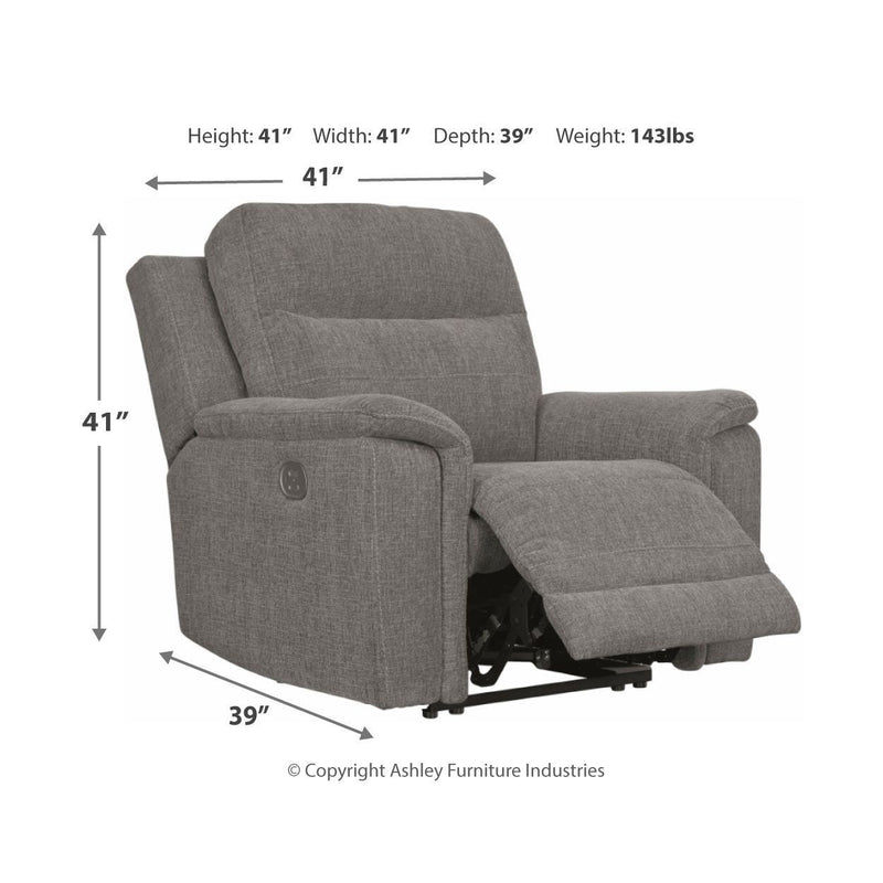 Mouttrie - Smoke - Pwr Recliner/adj Headrest-Washburn's Home Furnishings