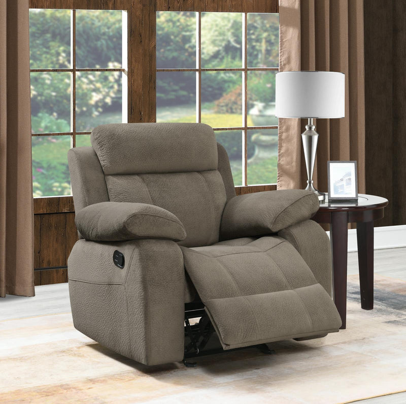 Myleene - Pillow Top Arm Glider Recliner - Light Brown-Washburn's Home Furnishings