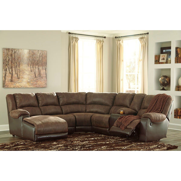 Nantahala - Coffee - Left Arm Facing Chaise 6 Pc Sectional-Washburn's Home Furnishings