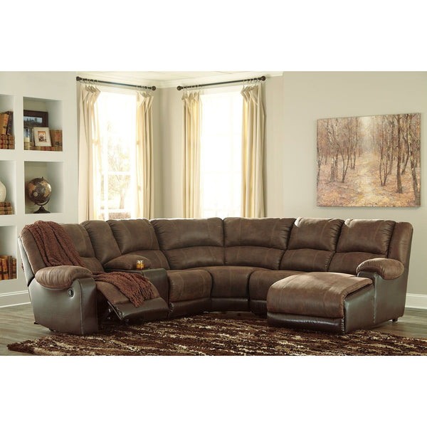 Nantahala - Coffee - Left Arm Facing Chaise 6 Pc Sectional-Washburn's Home Furnishings