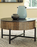 Nashbryn - Gray/brown - Round Cocktail Table-Washburn's Home Furnishings