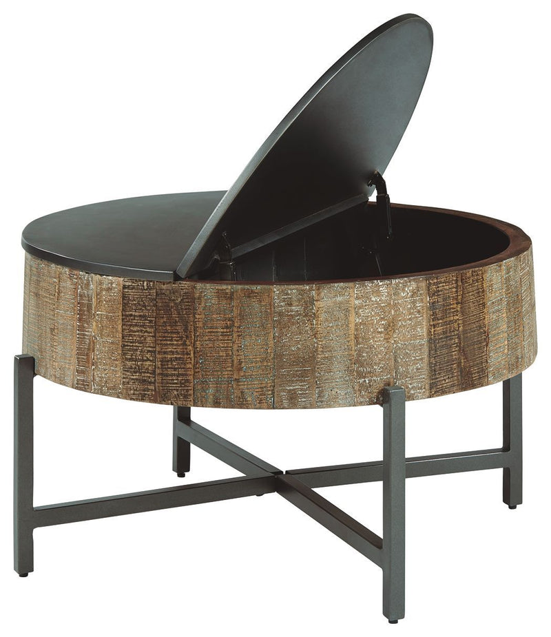 Nashbryn - Gray/brown - Round Cocktail Table-Washburn's Home Furnishings