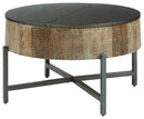 Nashbryn - Gray/brown - Round Cocktail Table-Washburn's Home Furnishings