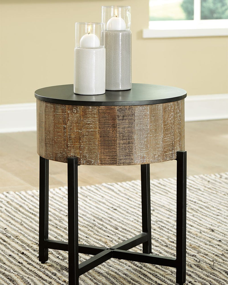 Nashbryn - Gray/brown - Round End Table-Washburn's Home Furnishings