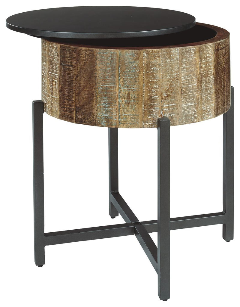 Nashbryn - Gray/brown - Round End Table-Washburn's Home Furnishings