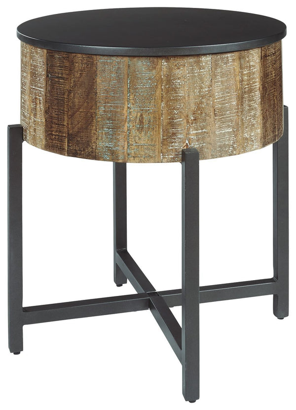 Nashbryn - Gray/brown - Round End Table-Washburn's Home Furnishings