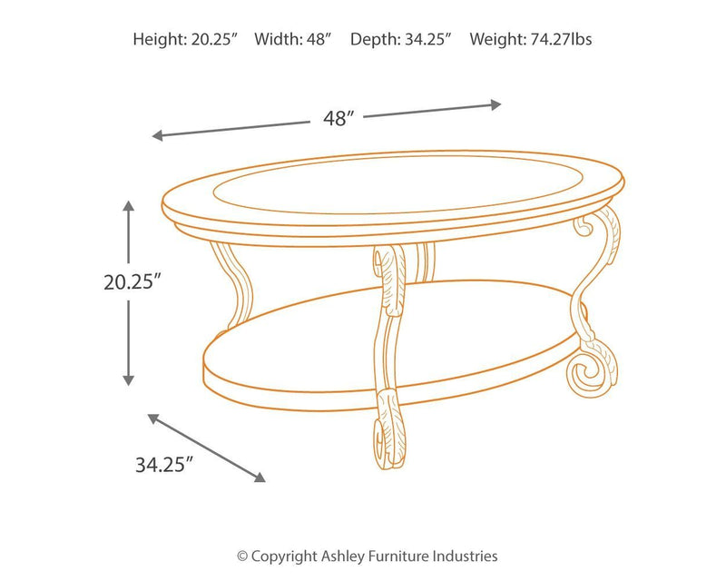 Nestor - Medium Brown - Oval Cocktail Table-Washburn's Home Furnishings