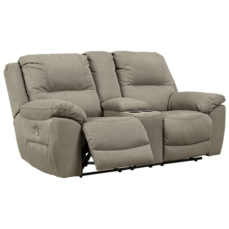 Next-gen - Putty - Dbl Rec Pwr Loveseat W/console-Washburn's Home Furnishings