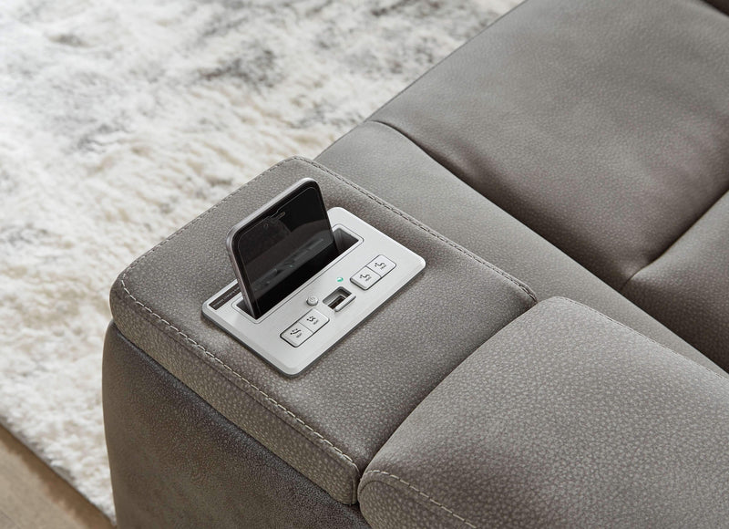 Next-gen - Slate - Pwr Rec Sofa With Adj Headrest-Washburn's Home Furnishings