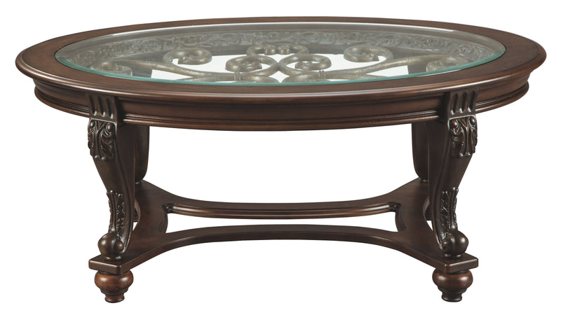 Norcastle - Dark Brown - Oval Cocktail Table-Washburn's Home Furnishings