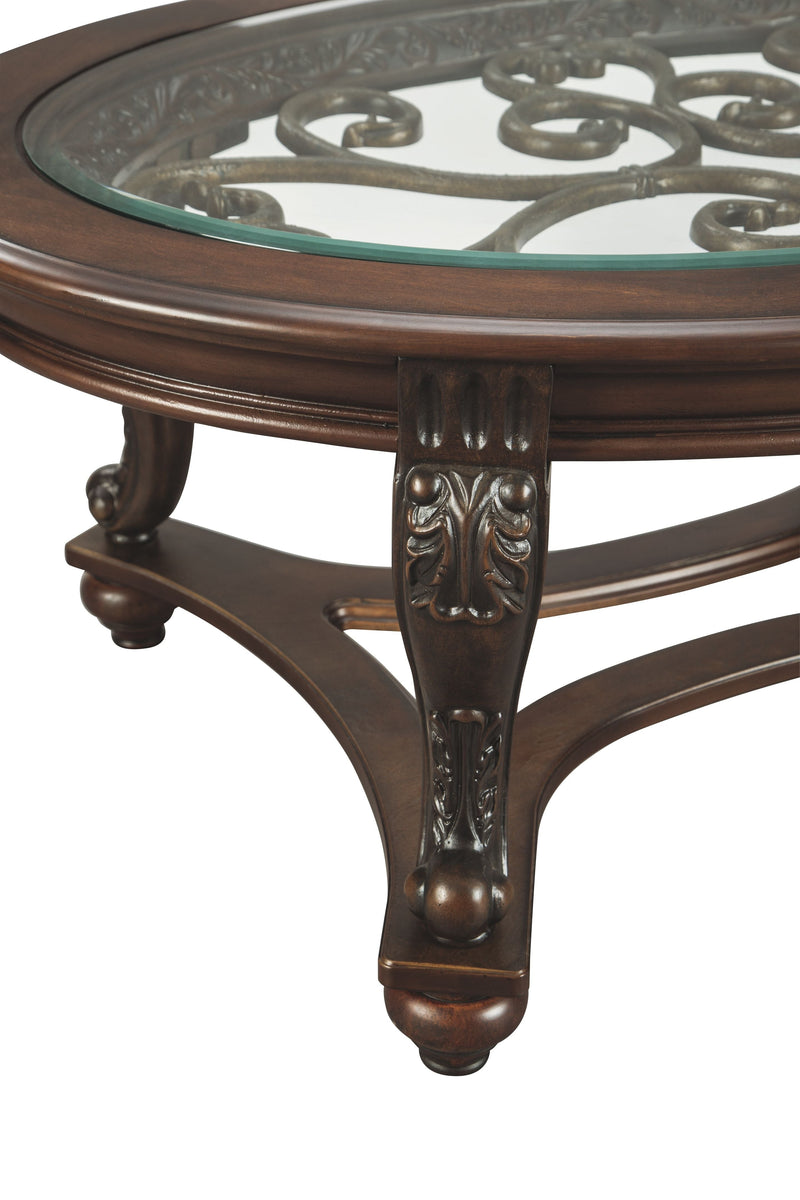 Norcastle - Dark Brown - Oval Cocktail Table-Washburn's Home Furnishings