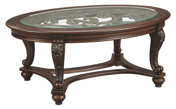 Norcastle - Dark Brown - Oval Cocktail Table-Washburn's Home Furnishings