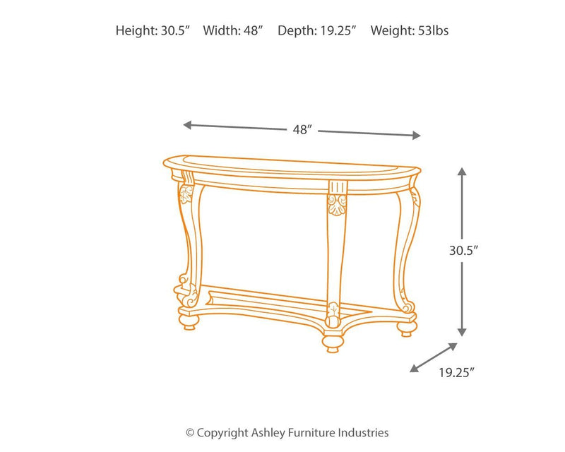 Norcastle - Dark Brown - Sofa Table-Washburn's Home Furnishings